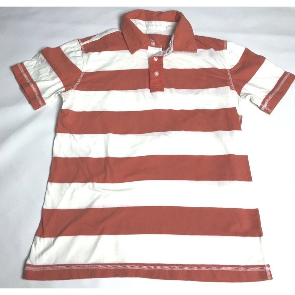 Gap Polo Shirt Mens Size Small Orange White Striped Cotton Short Sleeve